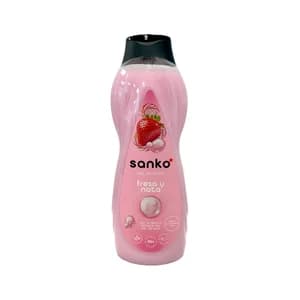SANKO Gel para ducha o baño con perfume de nata y fresa, para todo tipo de pieles 1250 ml.