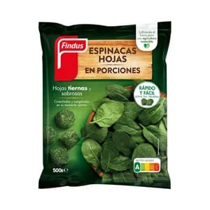 FINDUS Espinacas (hojas tiernas y sabrosas) en porciones 500 g.