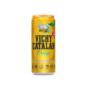 VICHY CATALAN Agua mineral con gas sabor naranja lata de 33 cl.