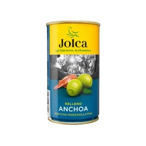 JOLCA Aceitunas verdes tipo manzanilla fina, rellenas de anchoa 150 g.
