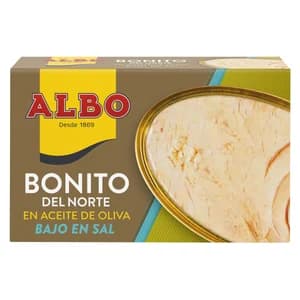 ALBO Bonito del norte en aceite de oliva con contenido reducido en sal lata de 82 g.