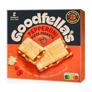 GOODFELLA´S Pizza pockets Masa de pizza rellena con salsa de tomate, pepperoni ahumado y quesos Mozzarella, Edam 250 g.