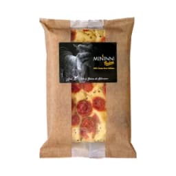 MININNI BUÉNE Focaccia de semola de trigo duro con tomates cherry y AOVE 210 g.