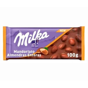 MILKA Chocolate con leche y almendras enteras 100 gr.