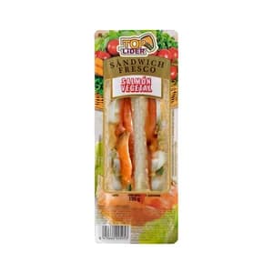 TOP LIDER Sandwich de pan blanco con salmón ahumado, huevo cocido y vegetales TOP LIDER 185 g.