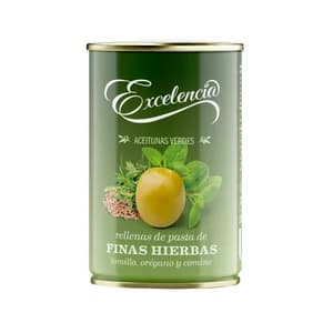 EXCELENCIA Aceitunas rellenas de hierbas aromáticas EXCELENCIA 130 g.
