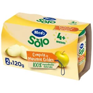 HERO Solo Tarrito de compota de manzana Golden, a partir de 4 meses 2 x 120 g.