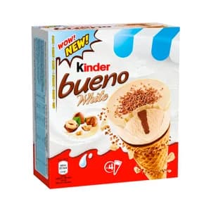 KINDER Conos de helado de avellana con disco de virutas de chocolate blanco y avellanas 4 x 90 ml.