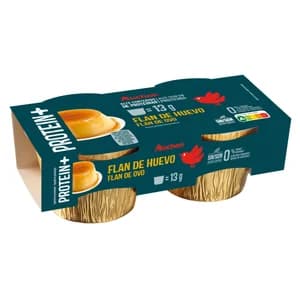 AUCHAN Flan de huevo proteico con 0% materia grasa y sin azúcares añadidos 2x160 g Producto Alcampo.
