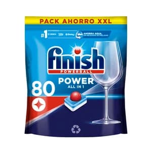 FINISH Power Detergente lavavajillas en pastillas todo en 1, aroma a limón 80 uds, 1280 g.