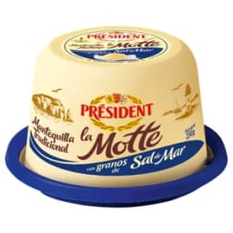 PRÉSIDENT Tarrina de mantequilla con granos de sal de mar PRÉSIDENT La motte 250 g.