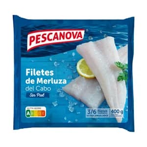 PESCANOVA Filetes merluza del Cabo, sin piel de tamaño mediano, ideales para plancha o rebozar 400 g.