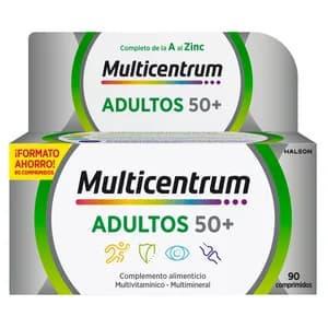 MULTICENTRUM Adultos 50+ Complemento nutricional específico para personas de más de 50 años 90 comprimidos.
