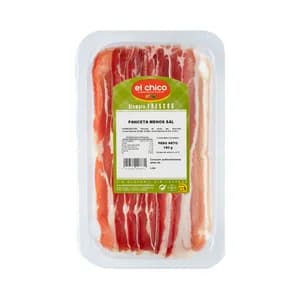 EL CHICO Panceta con un 25% menos de sal, cortada en finas lonchas 180 g.