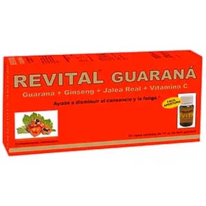 REVITAL Guaraná Complemento alimenticio en viales bebibles que ayudan a disiminuir cansancio y fatiga 20 uds.