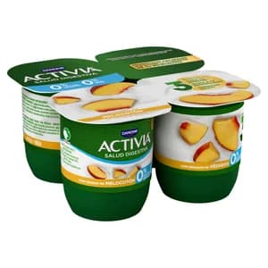 ACTIVIA Bífidus desnatado (0% materia grasa) con melocotón de Danone 4 x 120 g.