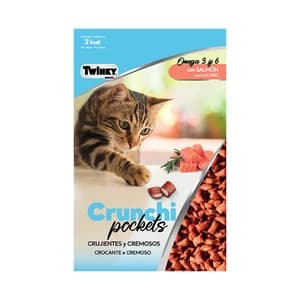 TWINKY Crunchi pockets Snacks para gato sabor a salmón, crujientes y cremosos 60 g.