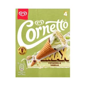 CORNETTO Max Cono de helado de pistacho y chocolate blanco 4 x 90 ml.