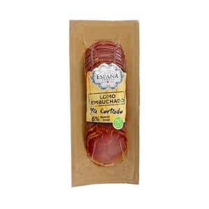 ESPAÑA Lomo embuchado con sólo 6% de materia grasa, cortado en finas lonchas ESPAÑA Ya cortado 200 g.