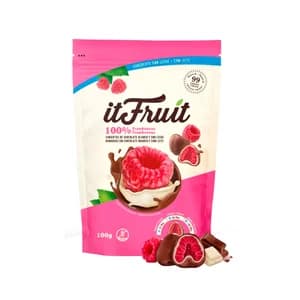 IT FRUIT Frambuesa cubierta con chocolate blanco y de leche 100gr