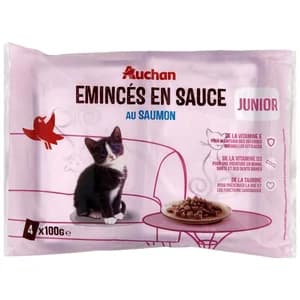 PRODUCTO ALCAMPO Pienso húmedo para gatitos con salmón PRODUCTO ALCAMPO 4 x 100 g.