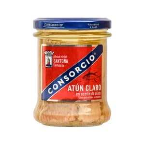 CONSORCIO Atún claro en aceite de oliva frasco de 195 g.