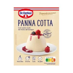 DR. OETKER Preparado para panna cota con salsa de frambuesa DR. OETKER 110 g.