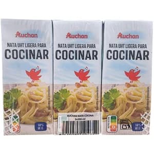 AUCHAN Nata para cocinar con 18% materia grasa 3 x 200 ml.