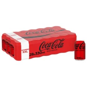 COCA COLA ZERO Refresco de cola Zero azúcar pack lata 28 uds x 330 ml.