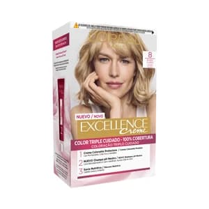 L´ORÉAL PARIS Tinte de pelo permanente tono 8 Rubio claro L´ORÉAL PARIS Excellence creme.