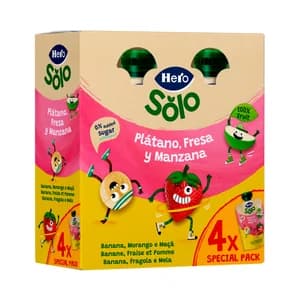 HERO Solo Bolsitas de fruta (plátano, fresa y manzana) a partir de 12 meses 4 x 100 g.