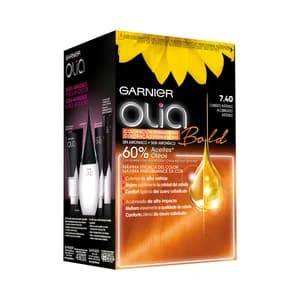 GARNIER Olia bold Tinte de pelo permanente número 7.40 y tono cobrizo intenso.