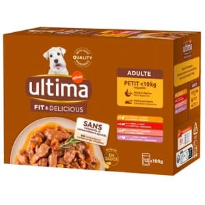 ULTIMA Alimento húmedo de perro mini fit&delicious pouches X12