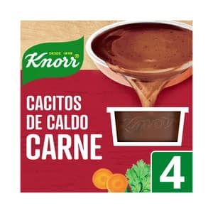 KNORR Cacitos de caldo de carne, con ingredientes naturales, sin glutamato 4 uds. 28 g.