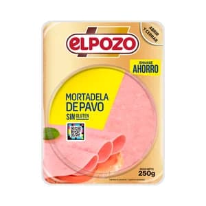 EL POZO Mortadela de pavo, sin gluten, cortada en lonchas 250 g.