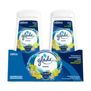 GLADE Marine Ambientador absorbeolores con fragancia infusionada con aceites esenciales 2 x 150 g.