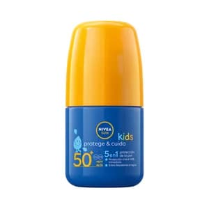 NIVEA Sun kids Protector solar en roll on especial para niños, con factor protección 50+ (muy alta) protege & cuida 50 ml.