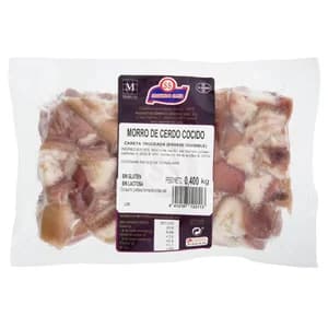 Morro (careta) de cerdo cocido y troceado, elaborado sin gluten ni lactosa SEGUNDO SANZ 400 g.