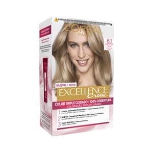 L´ORÉAL PARIS Tinte de pelo permanente tono 8.1 Rubio claro ceniza L´ORÉAL PARIS Excellence creme.