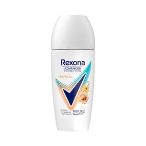 REXONA Advanced protection tropical Desodorante roll on para mujer con aroma tropical y protección antitranspirante hasta 72 horas 50 ml.