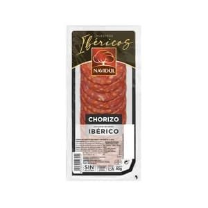 NAVIDUL Gran selección Chorizo con carne de cerdo ibérico, sin gluten y cortado en lonchas 40 g.
