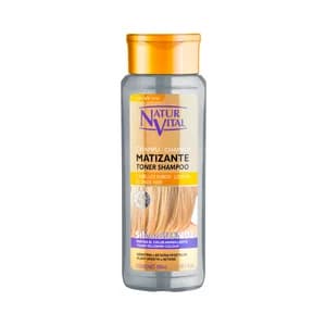 NATUR VITAL Champú matizante con keratina y betína vegetal, para cabellos rubios NATUR VITAL Silver blonde 300 ml.
