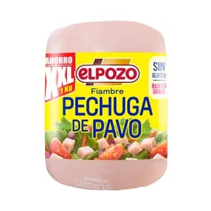 EL POZO Fiambre de pechuga de pavo sin lactosa y sin gluten 1 kg.