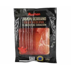 AUCHAN Jamón serrano gran reserva 15 meses 150 g. Producto Alcampo