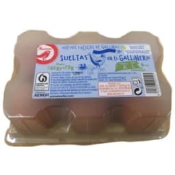 AUCHAN Huevos de gallinas sueltas en el gallinero categoría A y clase L 6 uds Producto Alcampo.