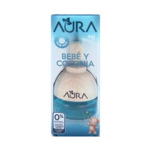 AURA Ambientador de coche con perfumador de madera para colgar con olor a colonia de bebe AURA.