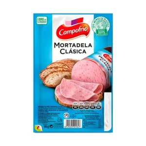 CAMPOFRÍO Mortadela clásica elaborada sin gluten y cortada en lonchas especiales para bocadillo CAMPOFRÍO 105 g.
