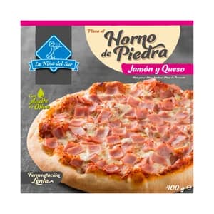 LA NIÑA DEL SUR Pizza de jamón y queso, hecha al horno de piedra 400 g.