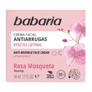 BABARIA Crema facial antiarrugas, efecto liftin con rosa mosqueta 50 ml.