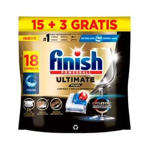 FINISH ULTIMATE Lavavajillas máquina plus reg. 15 + 3 dosis 176 g.